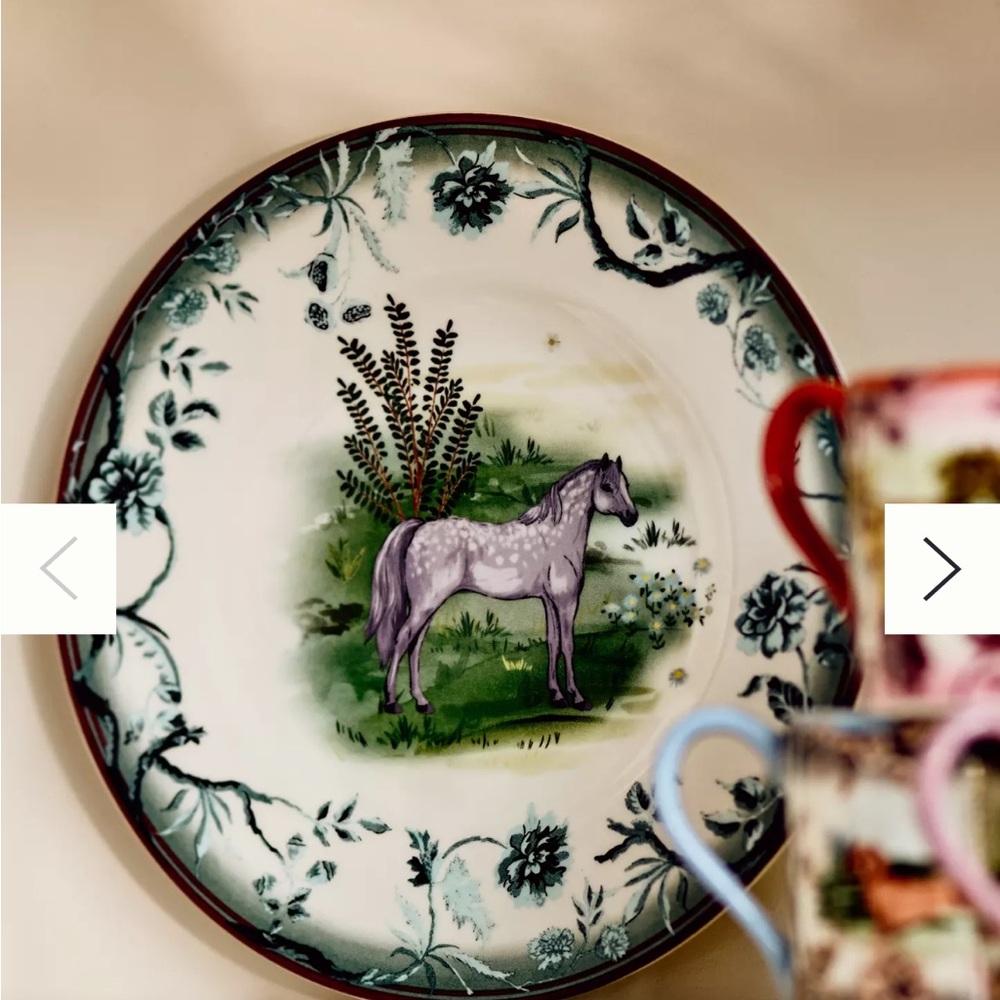 Anthropologie Decorative Horse Plate with Floral Design